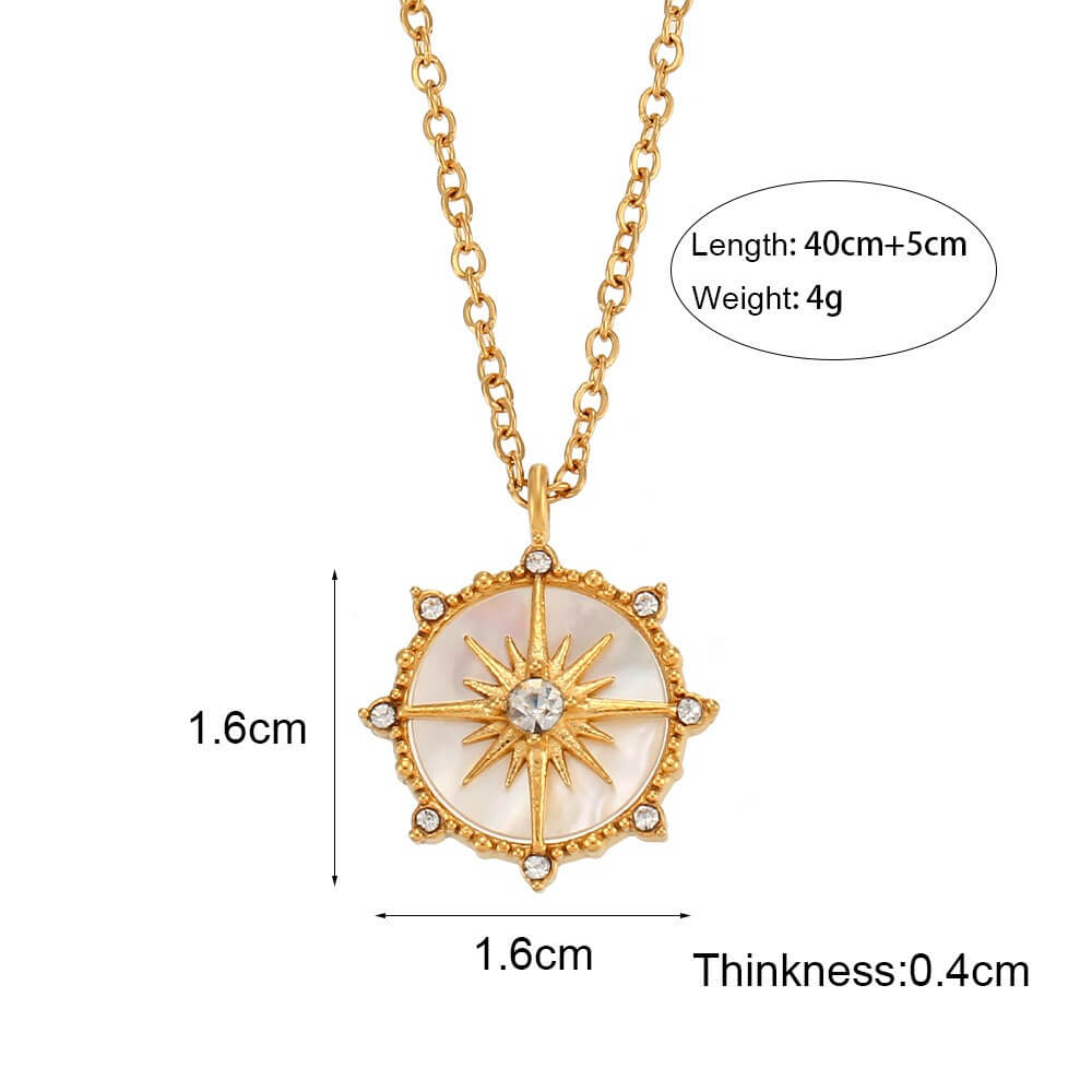 North Star Shell Coin Pendant Necklace