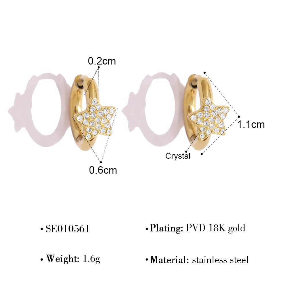 Crystal Charm Huggie Hoop Earrings