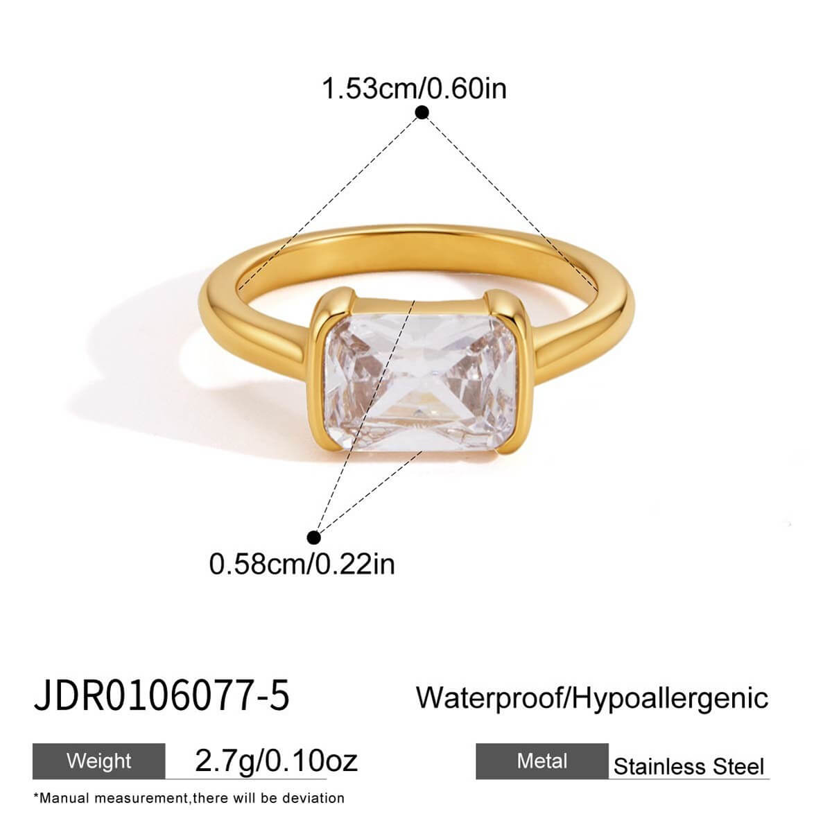 Stainless Steel Zircon Statement Rings