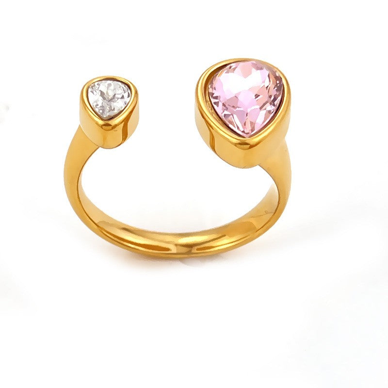 18K Gold Geometric Crystal Open Ring