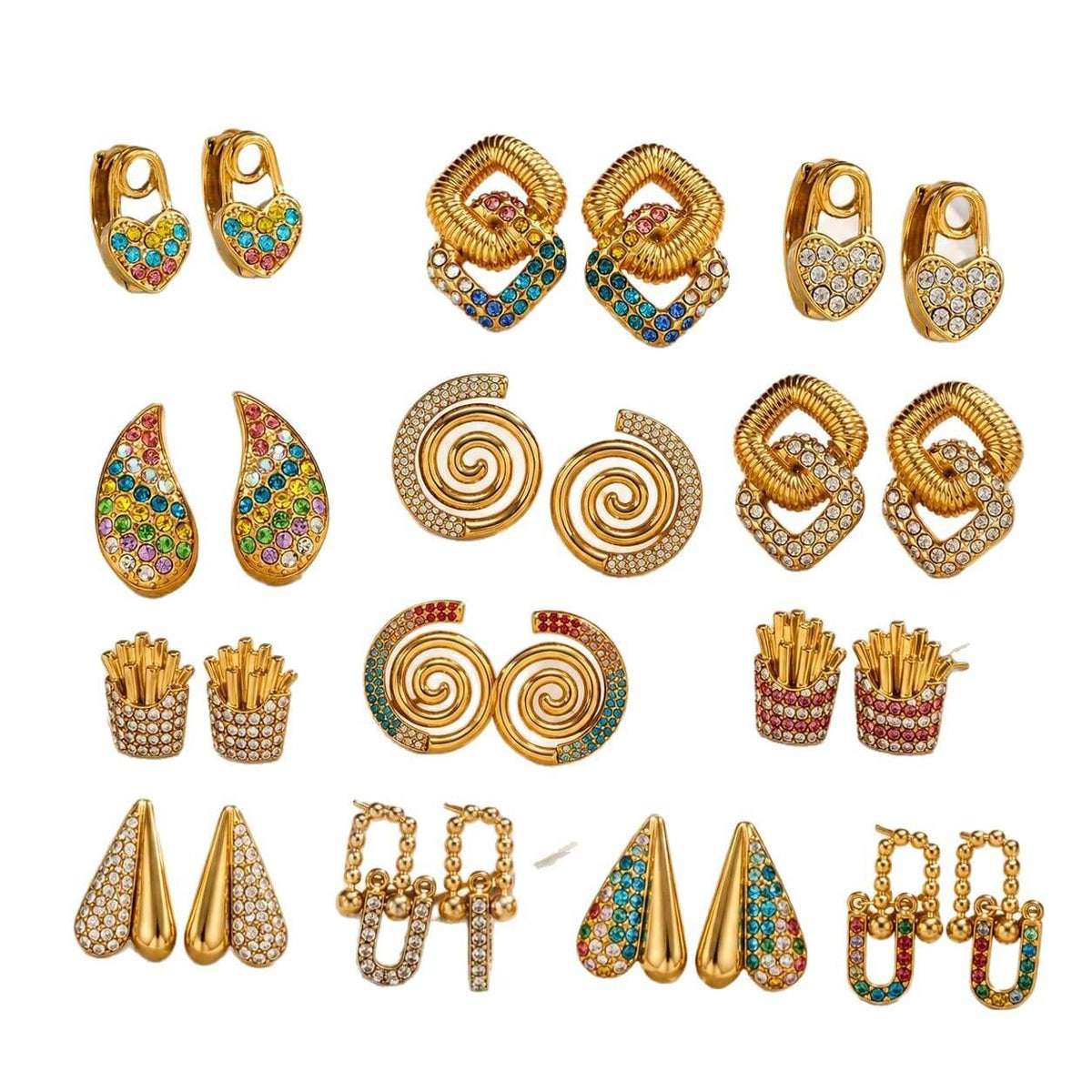 French Retro Chunky Gold Drop Earrings Collection