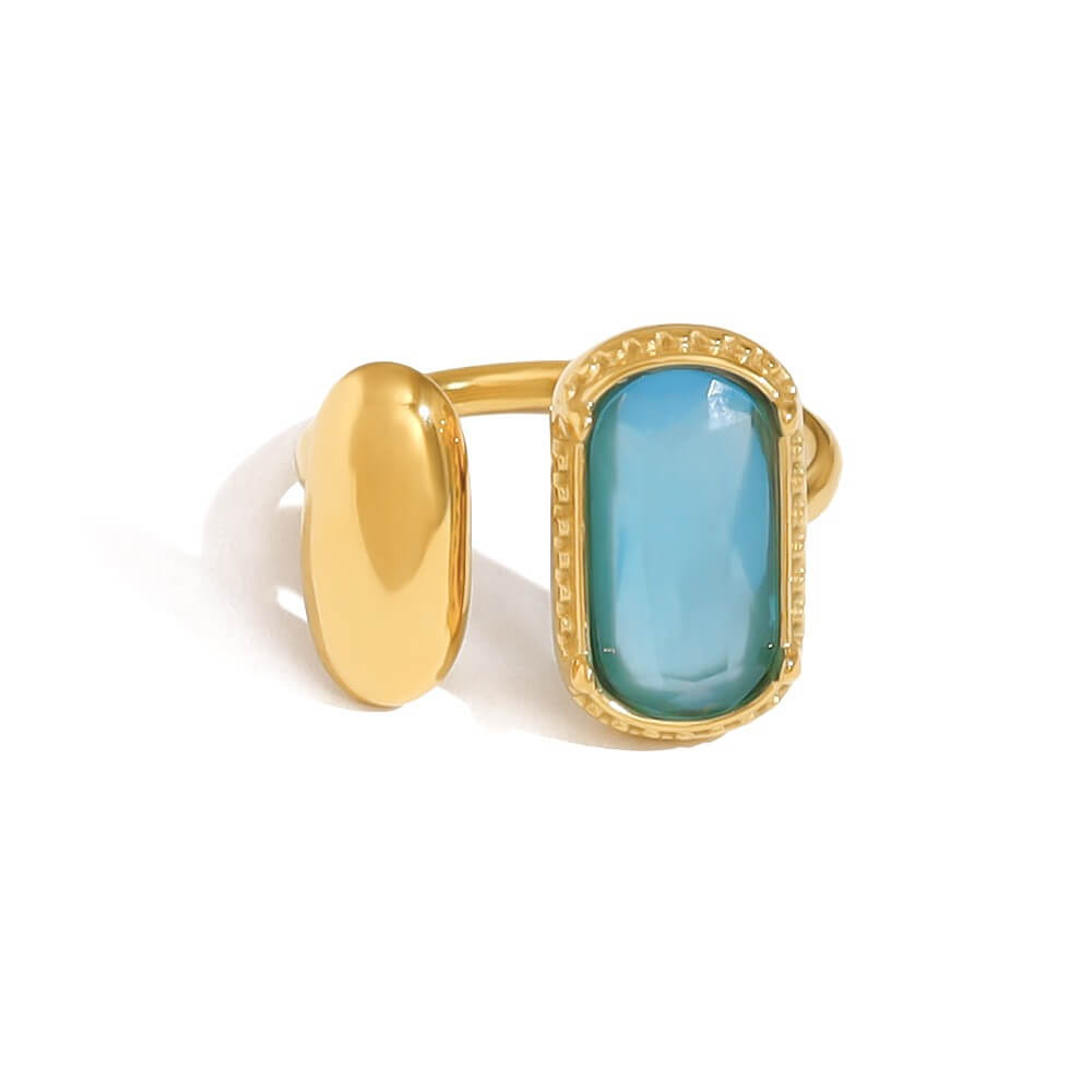 Asymmetric Oval Zircon Open Ring