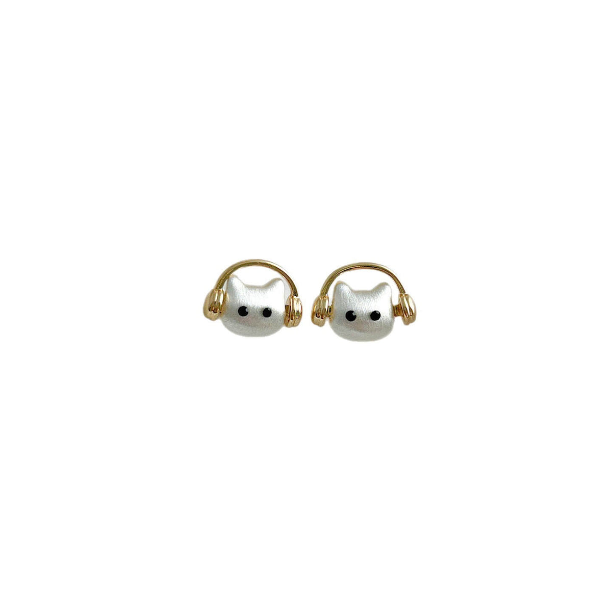 Cute Musician Cat Headphone Stud Earrings