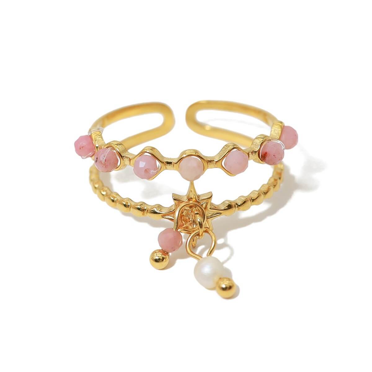 Boho Beaded Double Layer Adjustable Ring