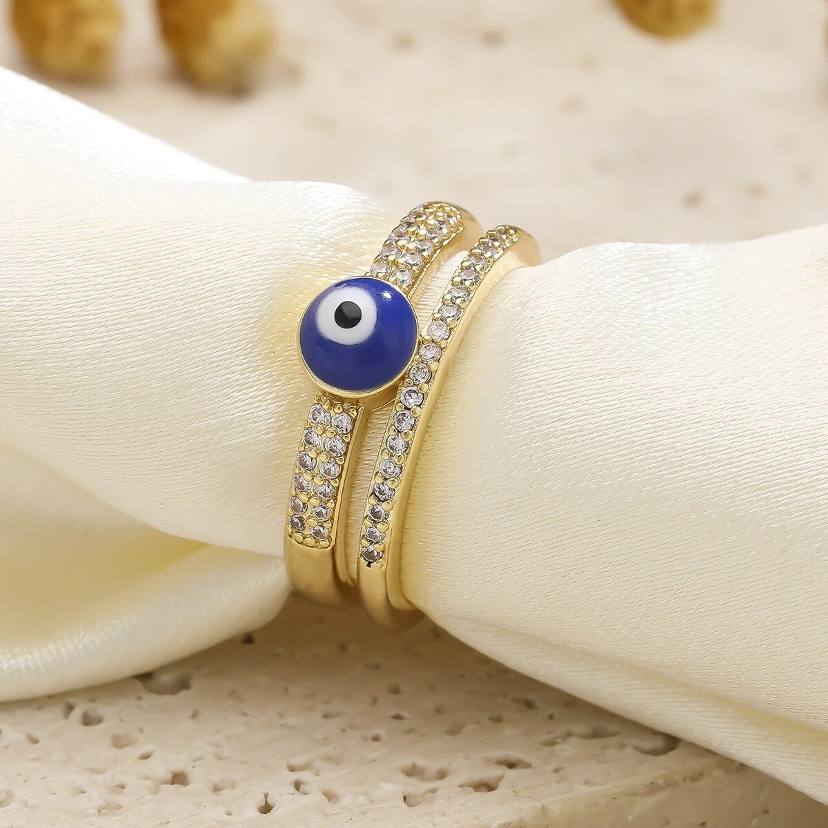 Gold Evil Eye Rings Enamel Brass Ring
