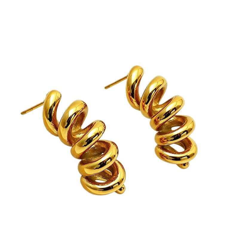 Waterproof Twisted Spiral Coil Drop Earrings
