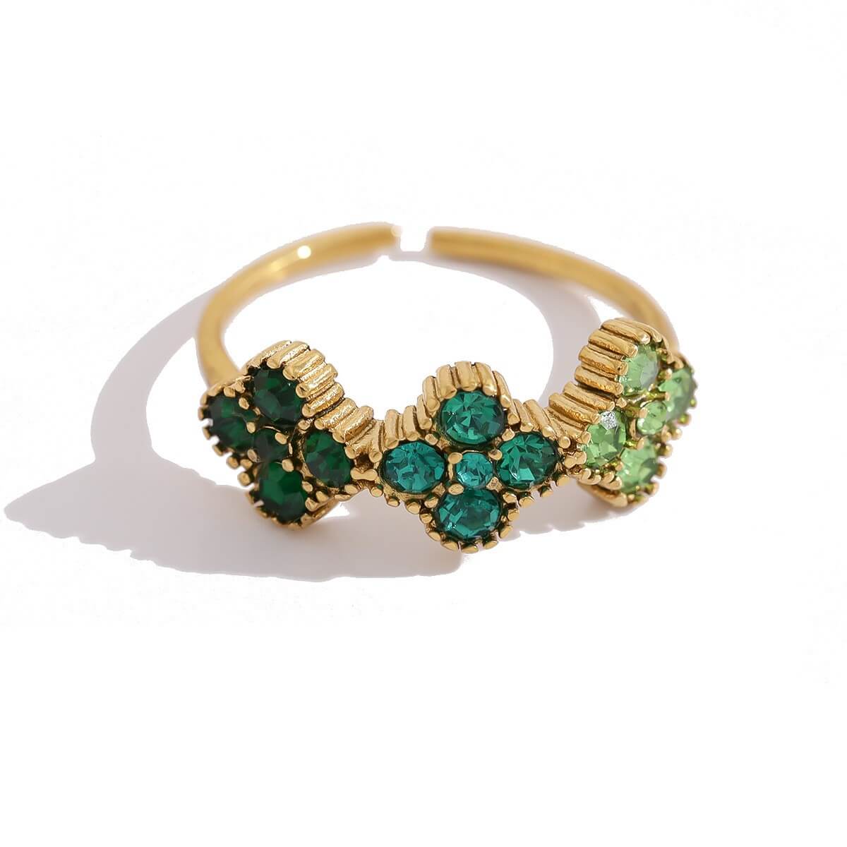 Clover Zircon Stainless Steel Ring