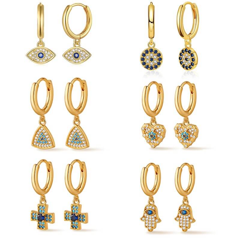 18K gold Copper Charm Hoop Earrings