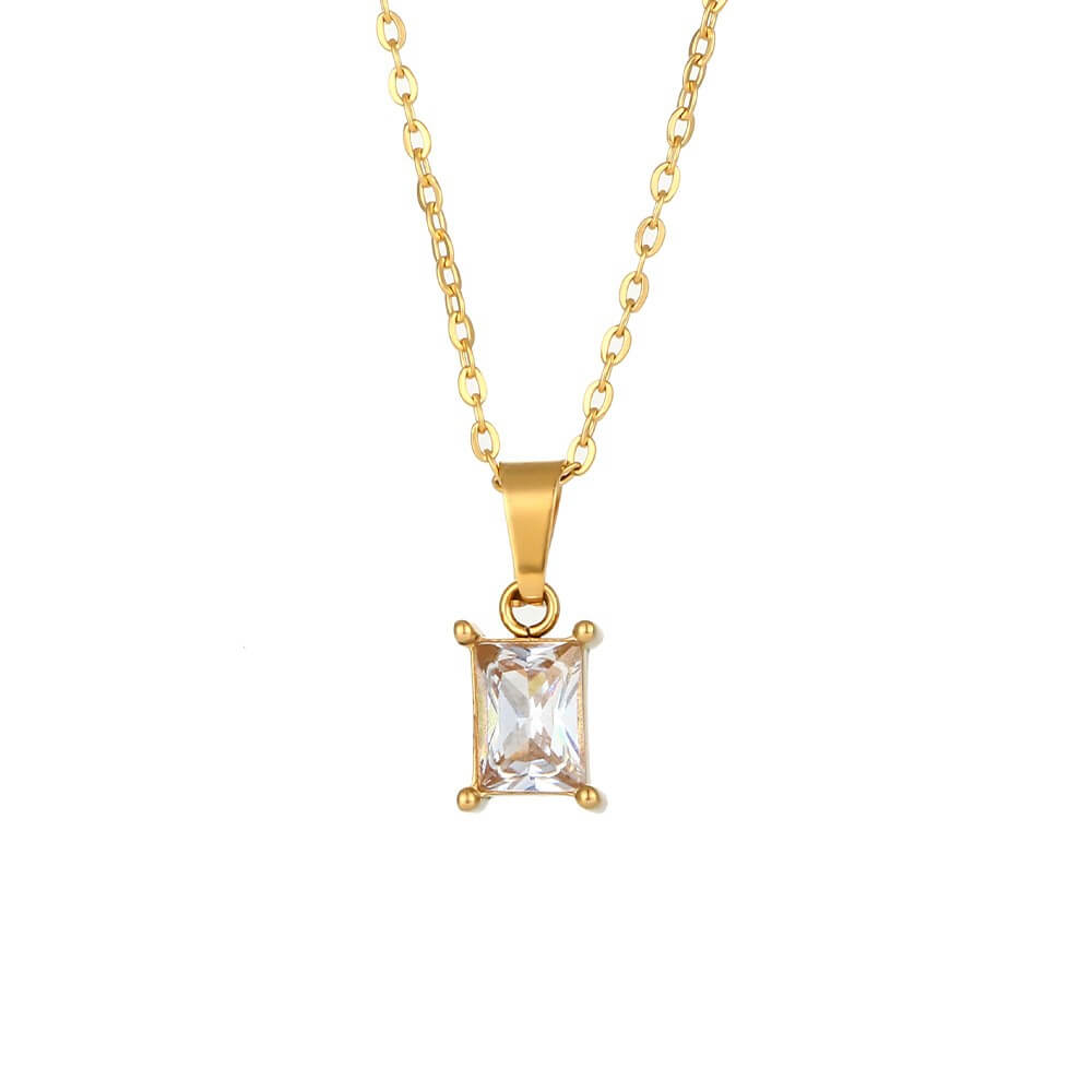 Baguette Zircon Pendant Necklace