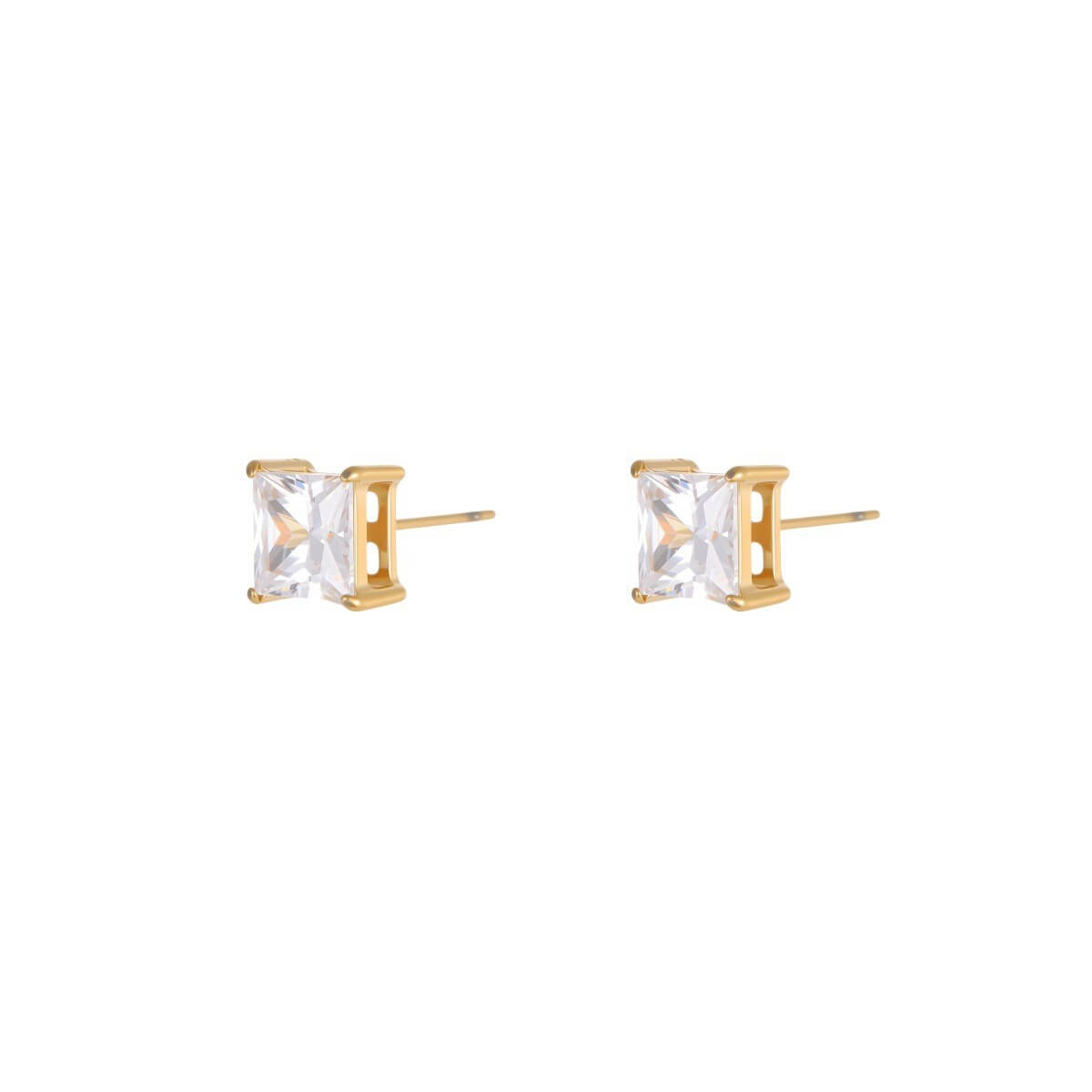 Princess Cut Zircon Stud Earrings in Gold & Silver (4mm-8mm)