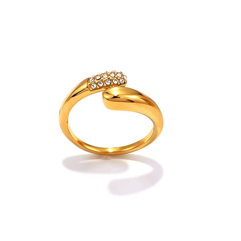 18K Gold CZ Statement Open Ring