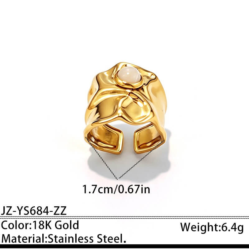 18K Gold Vintage Chunky Statement Open Ring
