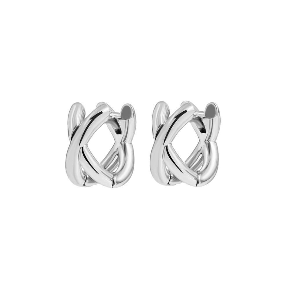 Criss Cross X Huggie Hoop Earrings - Gold Plated Brass