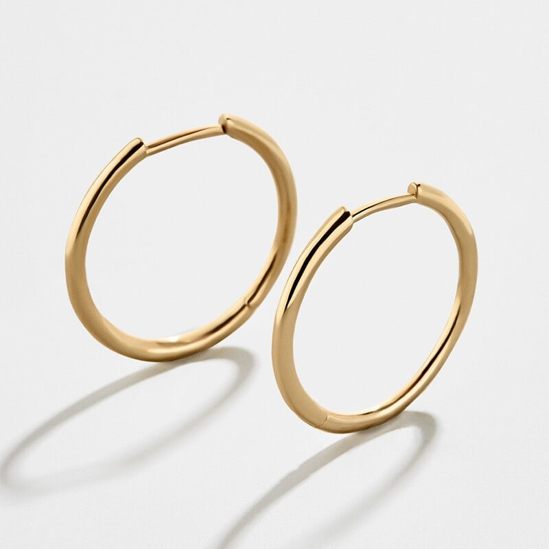Classic Minimalist Gold Hoop Earrings - 18K Gold Plated Brass