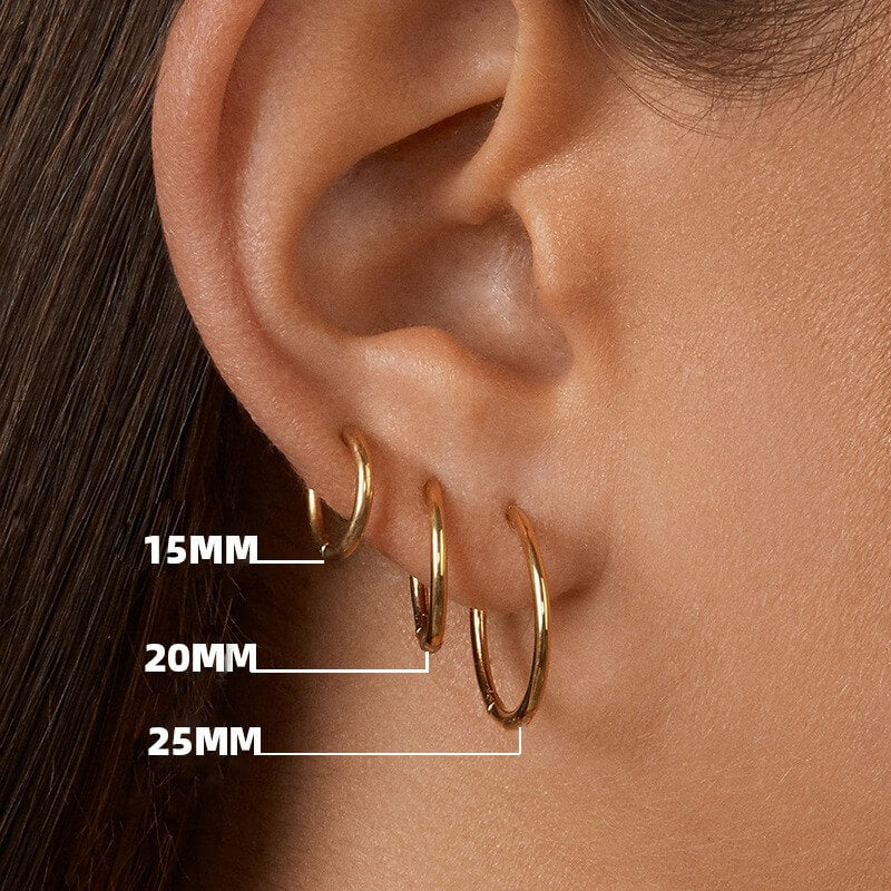 Classic Minimalist Gold Hoop Earrings - 18K Gold Plated Brass