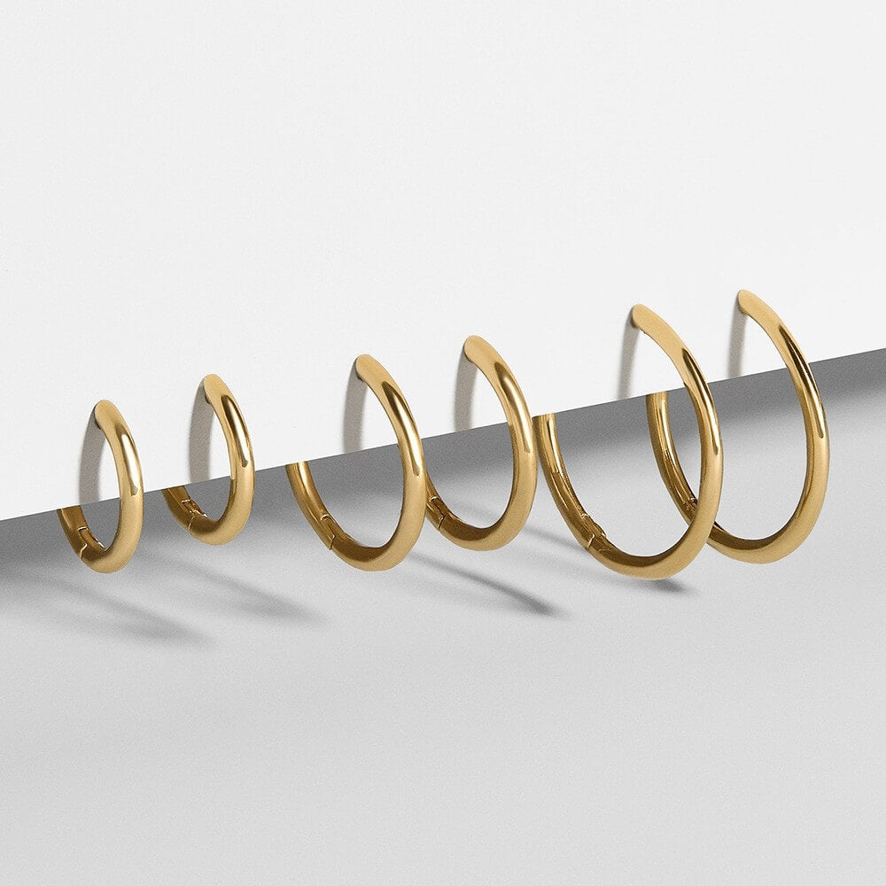 Classic Minimalist Gold Hoop Earrings - 18K Gold Plated Brass