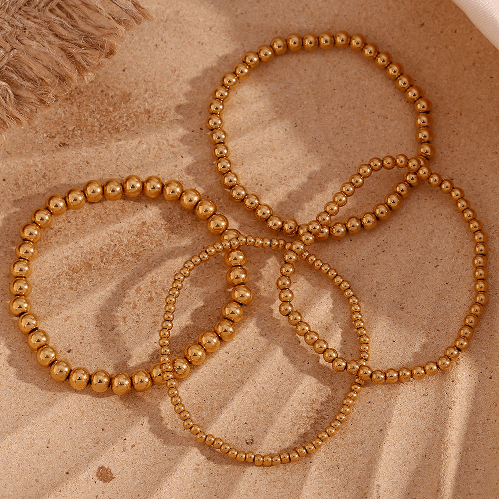 Minimalist Metallic Beaded Stretch Bracelet