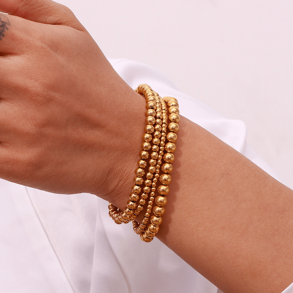 Minimalist Metallic Beaded Stretch Bracelet