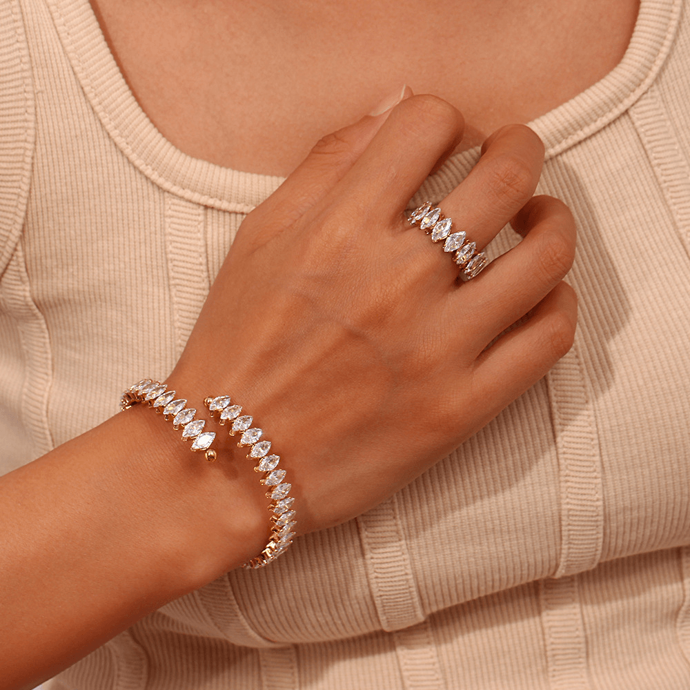 Marquise Zircon Open Bangle & Ring Collection