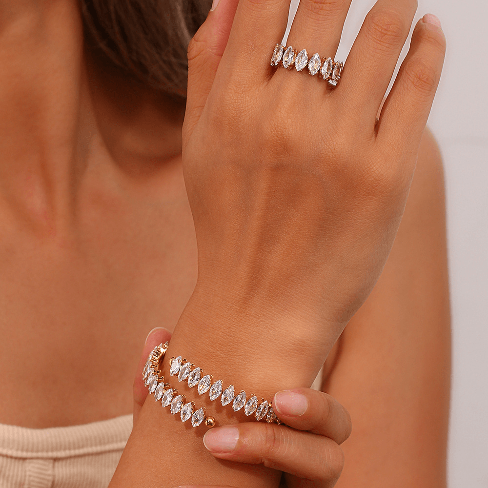 Marquise Zircon Open Bangle & Ring Collection
