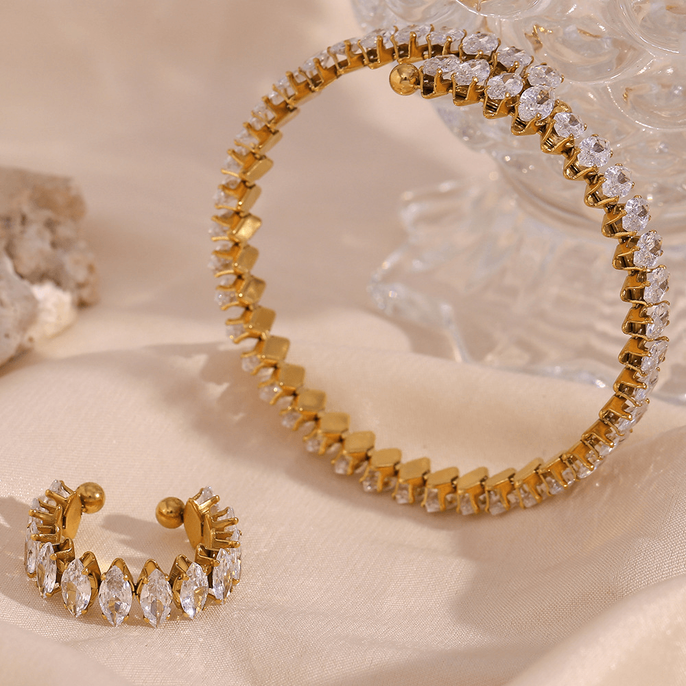 Marquise Zircon Open Bangle & Ring Collection