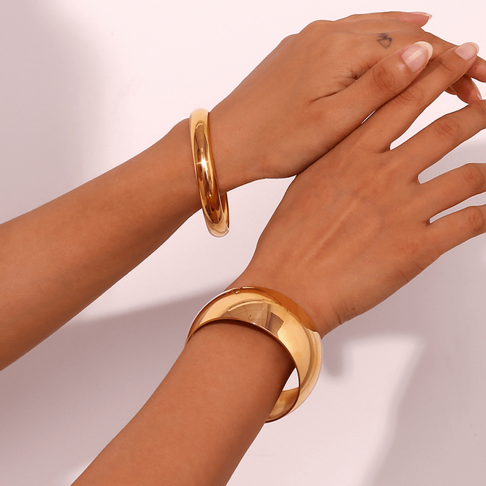 Minimalist Smooth Stainless Steel Chunky Bangle