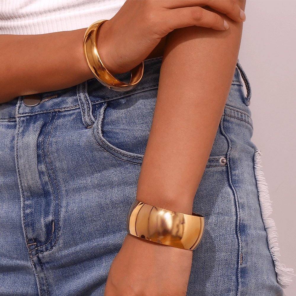 Minimalist Smooth Stainless Steel Chunky Bangle