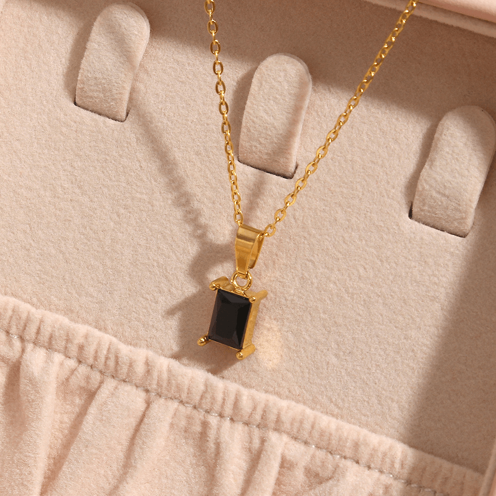 Baguette Zircon Pendant Necklace