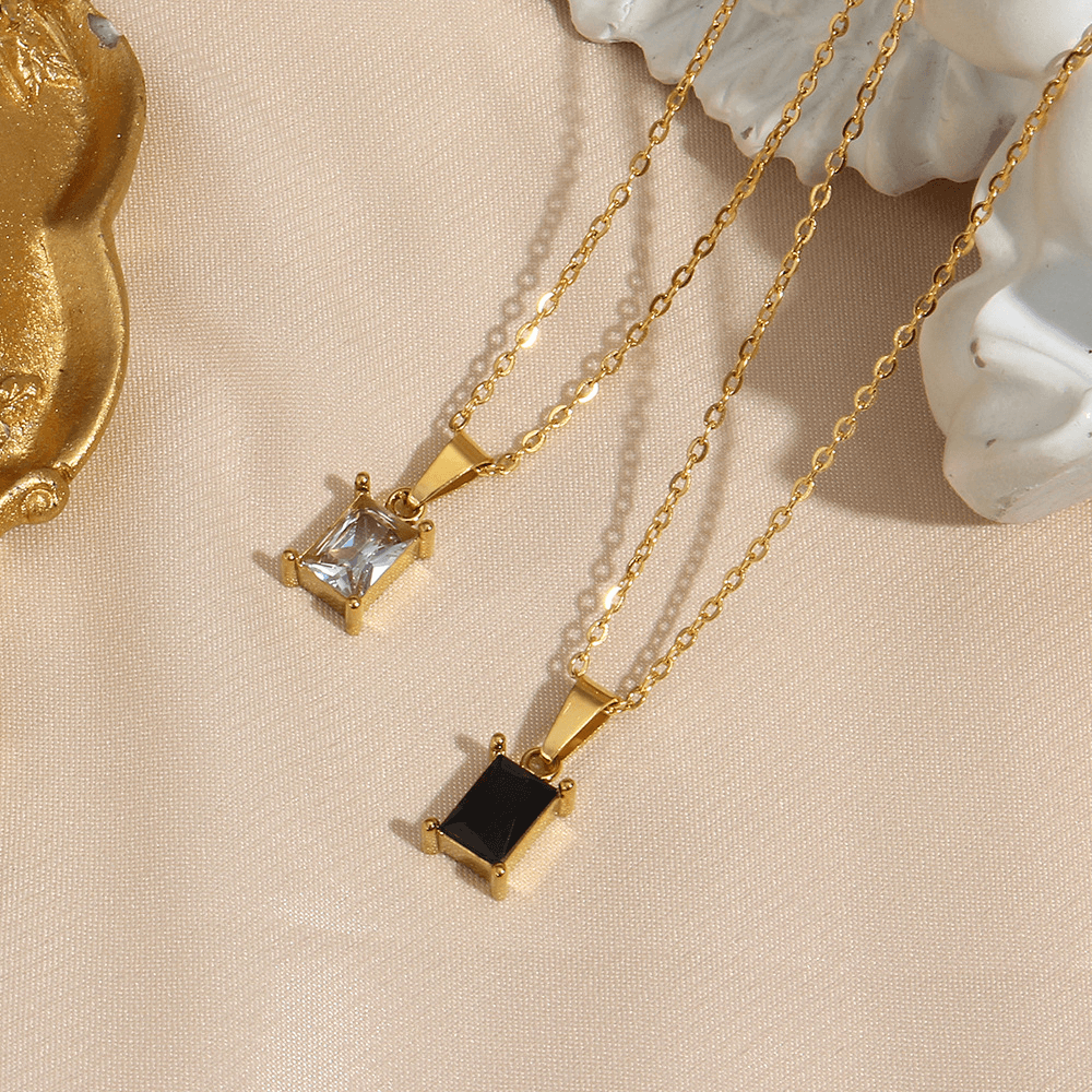 Baguette Zircon Pendant Necklace