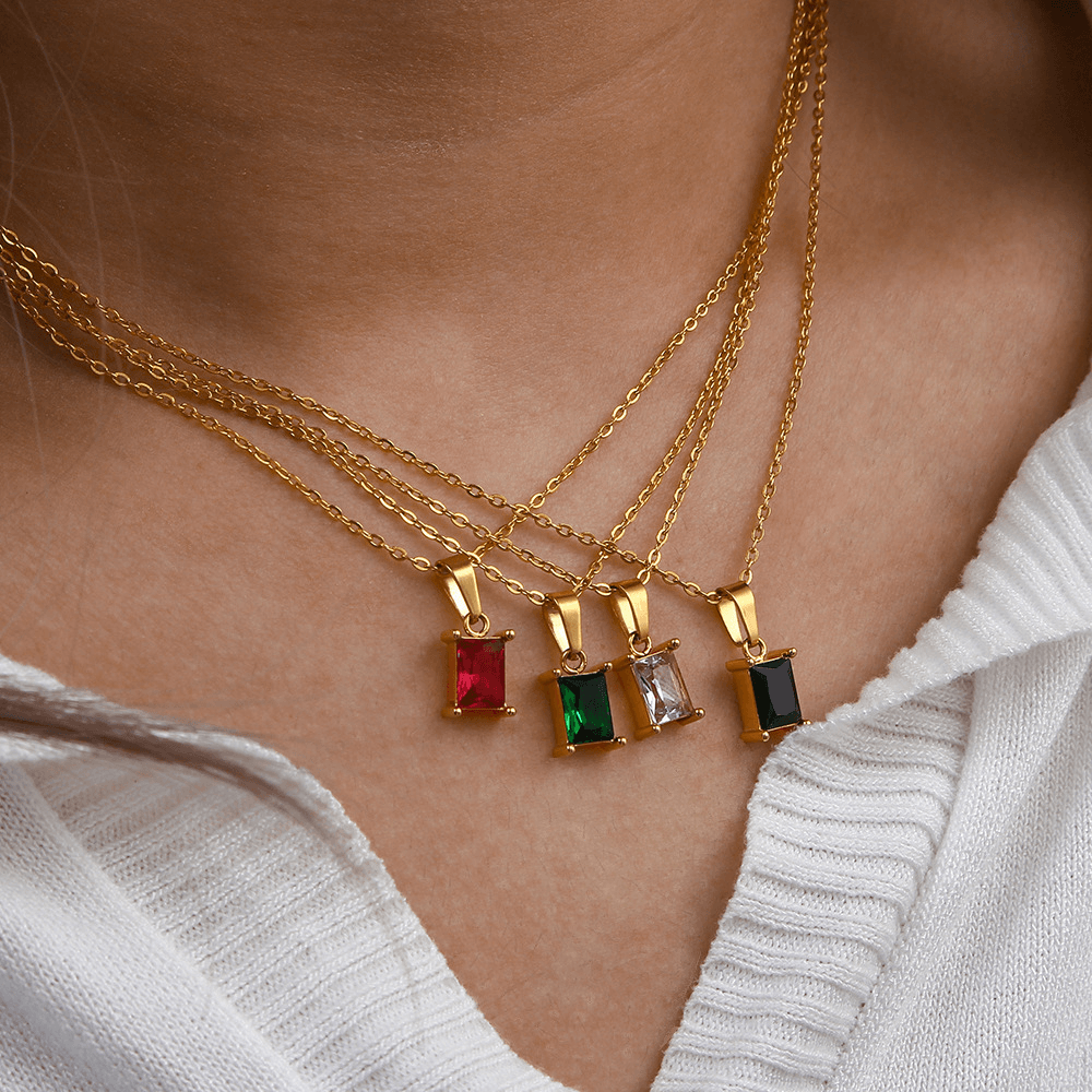 Baguette Zircon Pendant Necklace