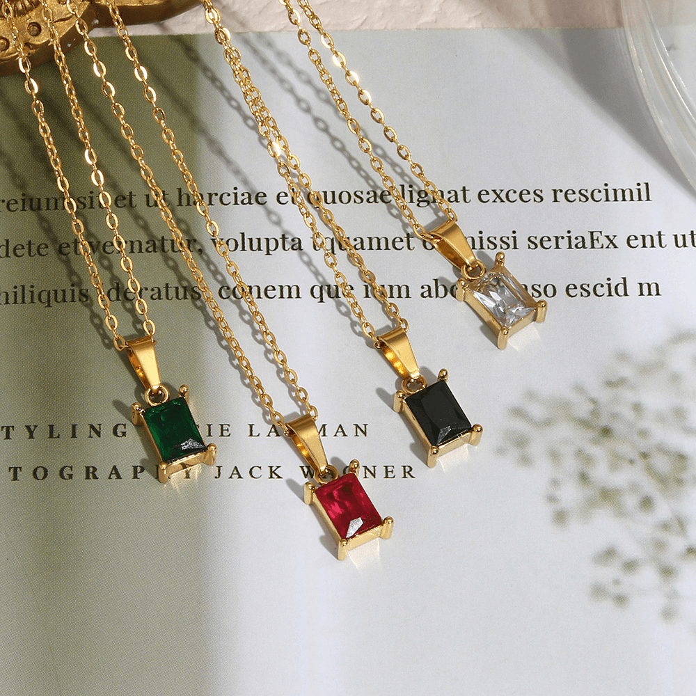 Baguette Zircon Pendant Necklace