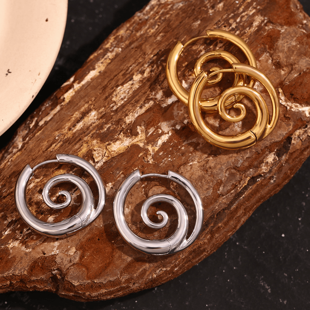 Vintage Boho Swirl Textured Hoop Earrings
