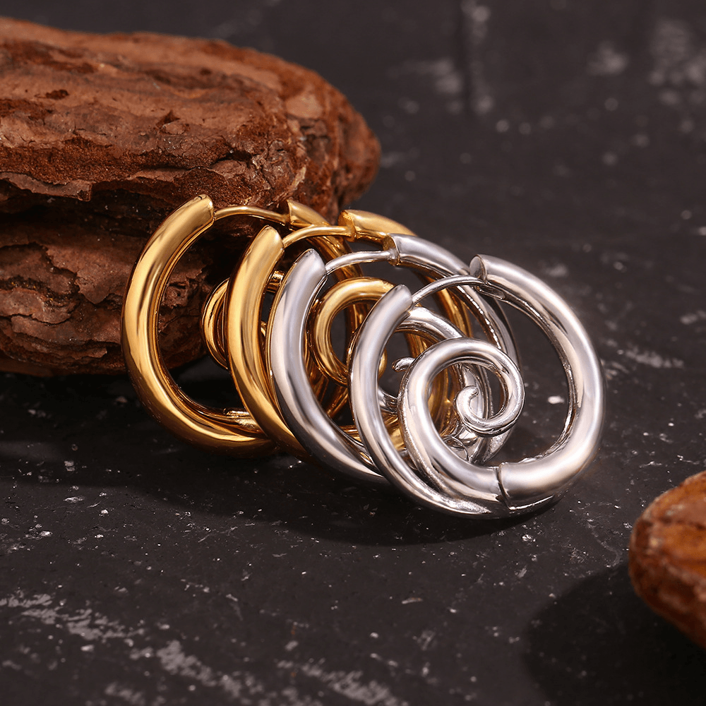 Vintage Boho Swirl Textured Hoop Earrings
