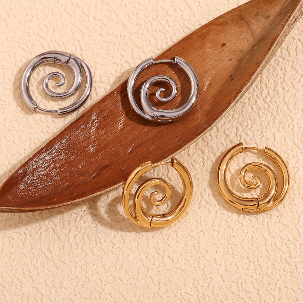 Vintage Boho Swirl Textured Hoop Earrings