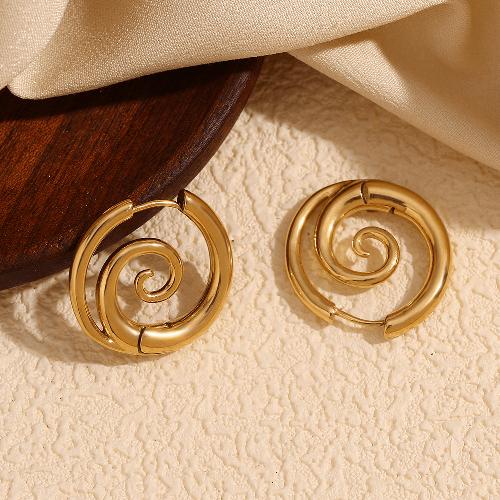 Vintage Boho Swirl Textured Hoop Earrings