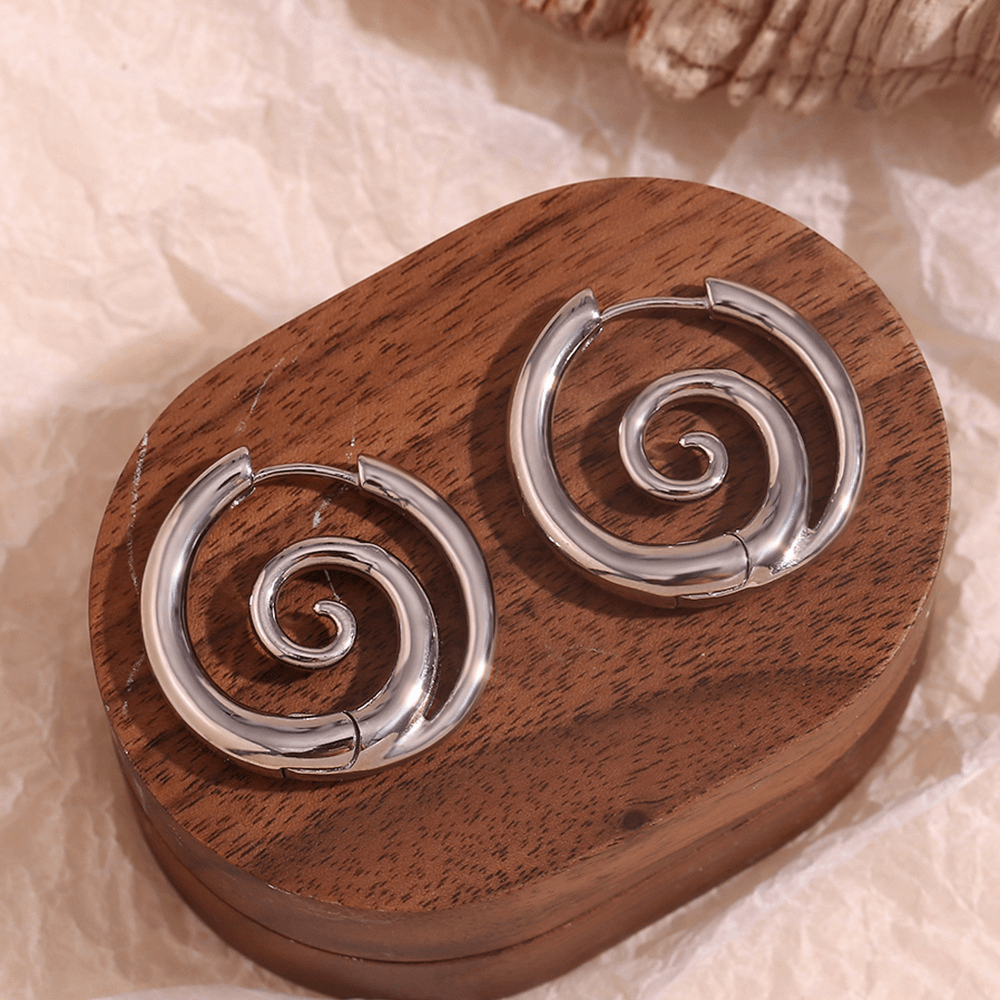 Vintage Boho Swirl Textured Hoop Earrings