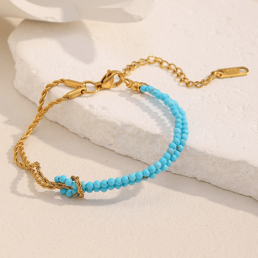 Boho Natural Gemstone Beaded Rope Chain Bracelet