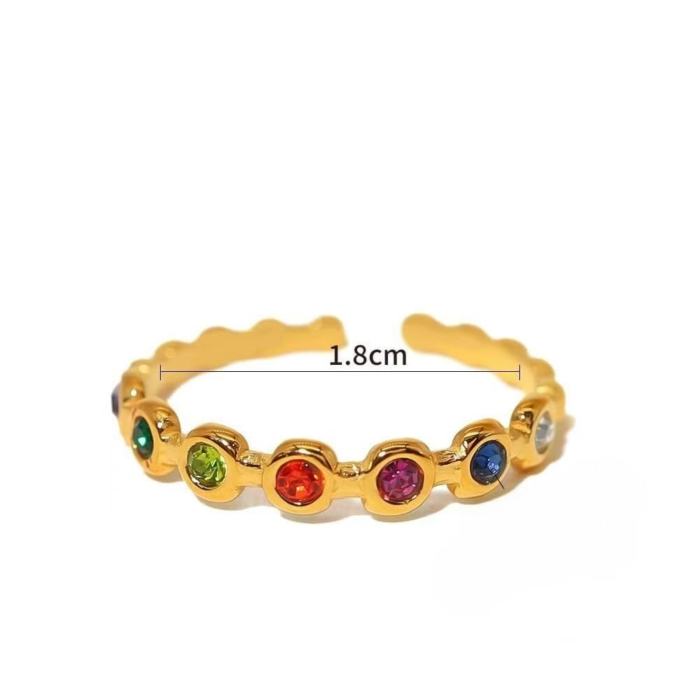 Vintage Rainbow Crystal Open Ring