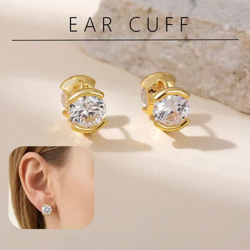 14K Gold Plated Brass Sparkling CZ Huggie Earrings