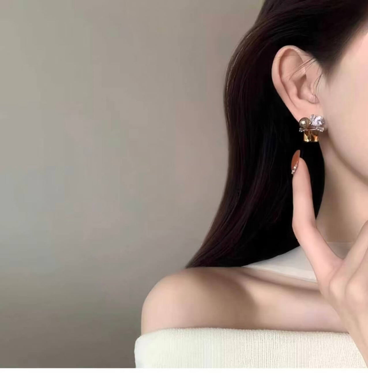 Geometric Cube Crystal & Pearl Cluster Stud Earrings