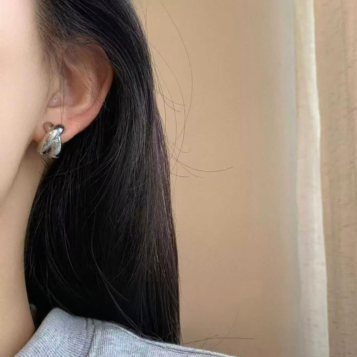 Twisted Cross Textured Chunky Huggie Hoop Earrings