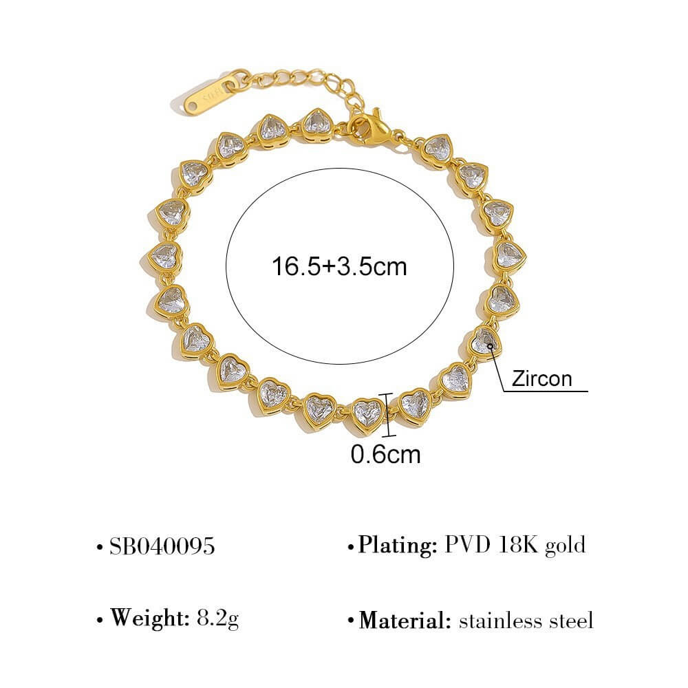 Colorful Zircon Stainless Steel Tennis Bracelet