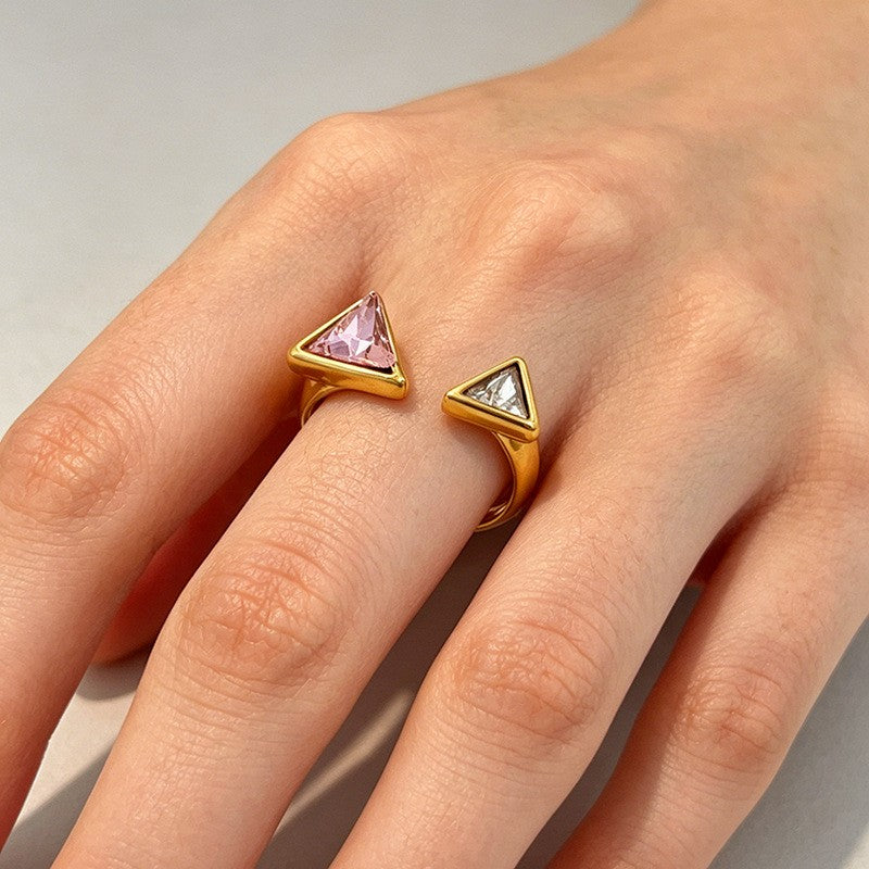 18K Gold Geometric Crystal Open Ring