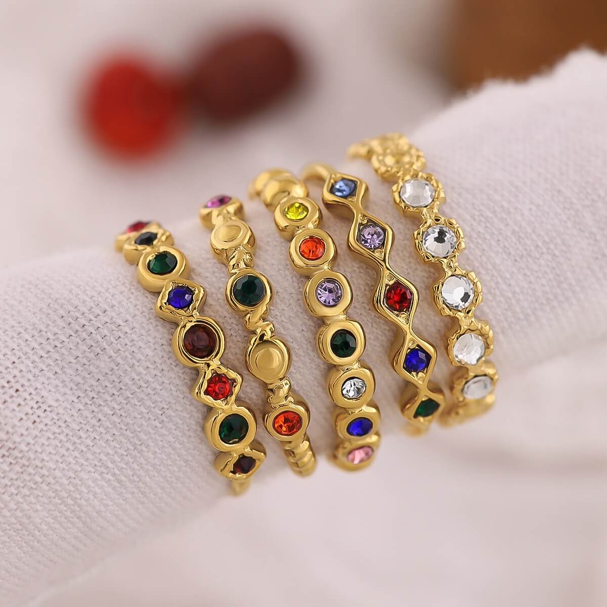 Vintage Rainbow Crystal Open Ring