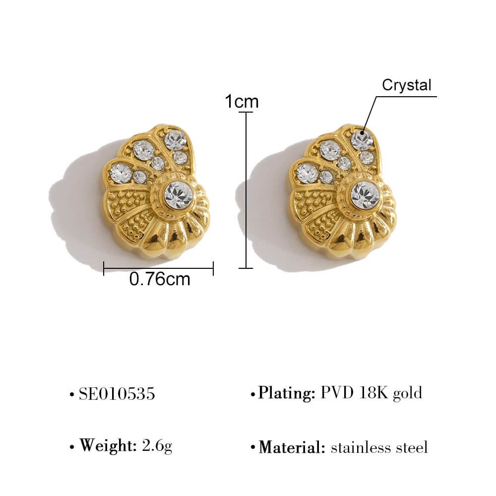 Ocean Crystal Shell & Sea Turtle Stud Earrings