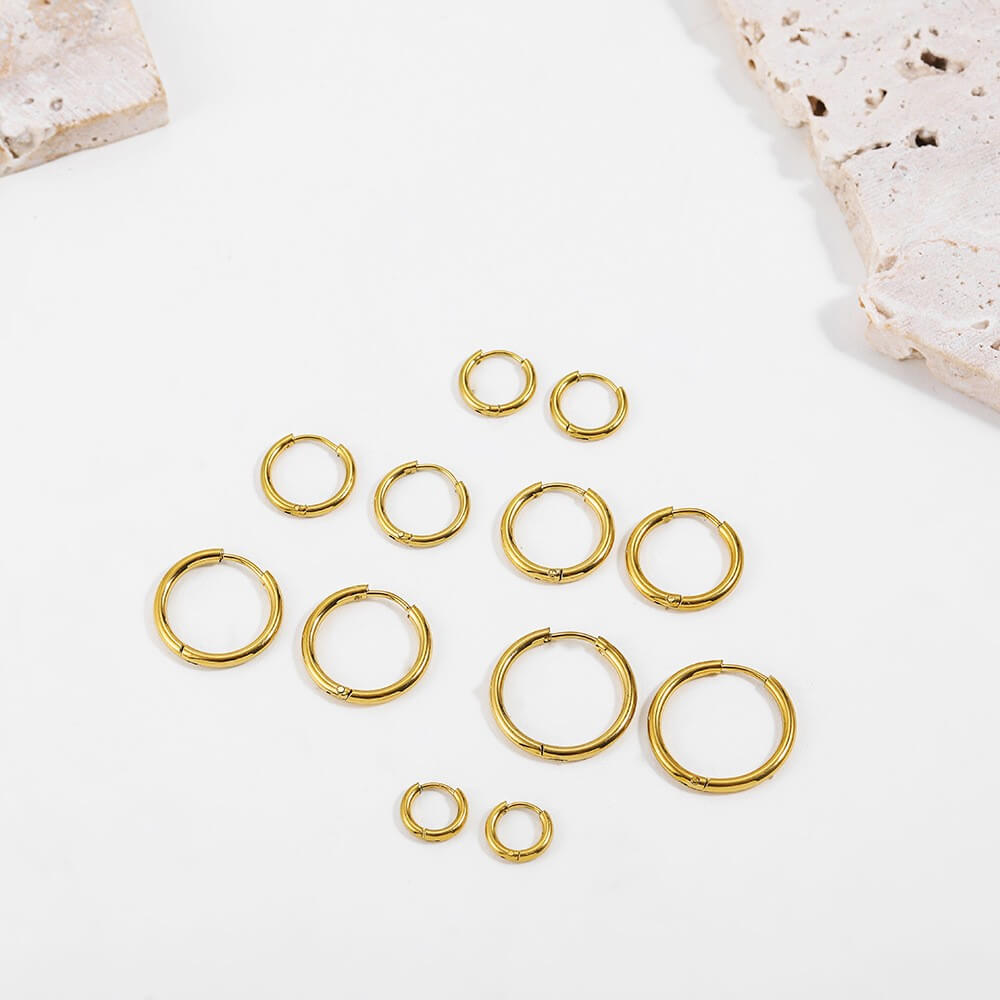 Classic Minimalist Gold Hoop Earrings - 18K Gold Plated Brass
