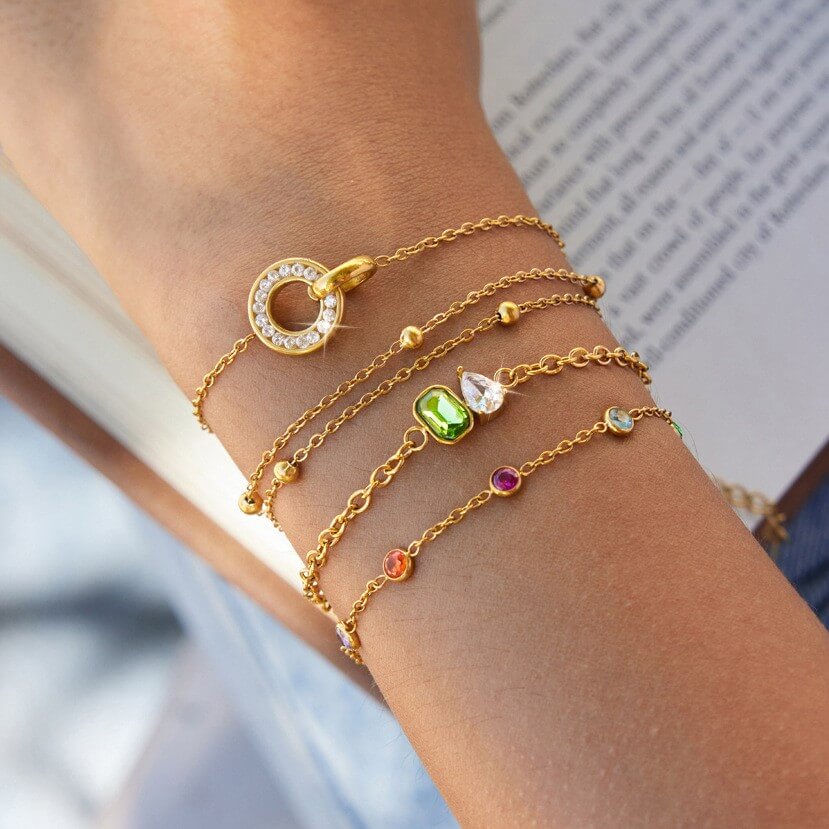 Colorful Zircon Layered Bracelets