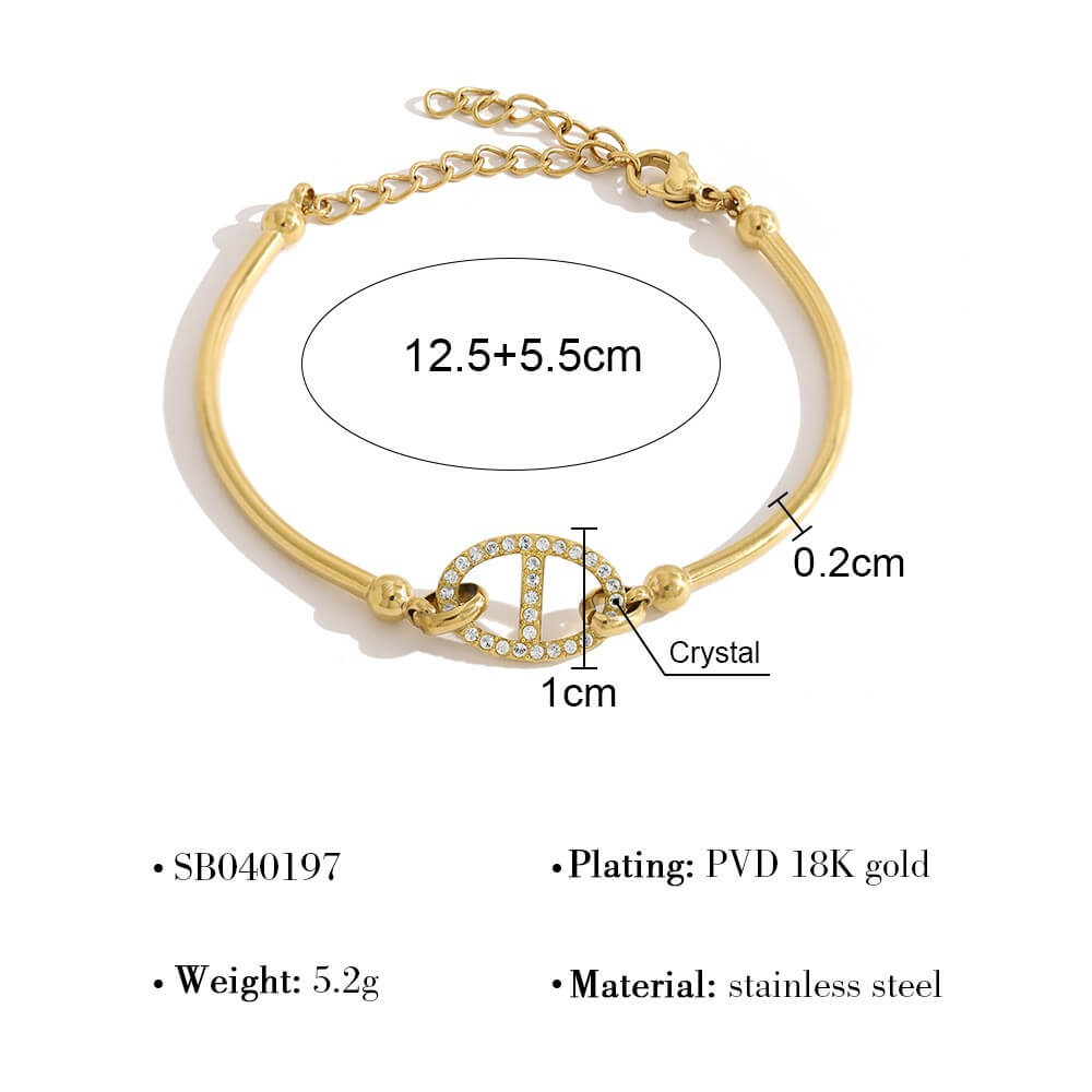 Dainty CZ Gold Charm Bracelet