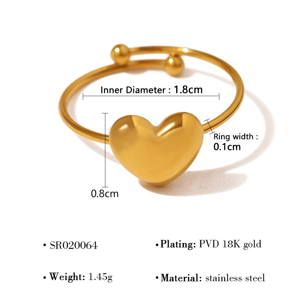 Romantic Puffed Heart Open Ring