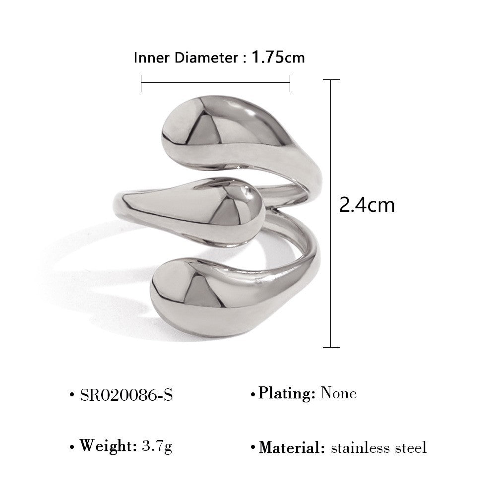 Chunky Liquid Metal Open Statement Ring